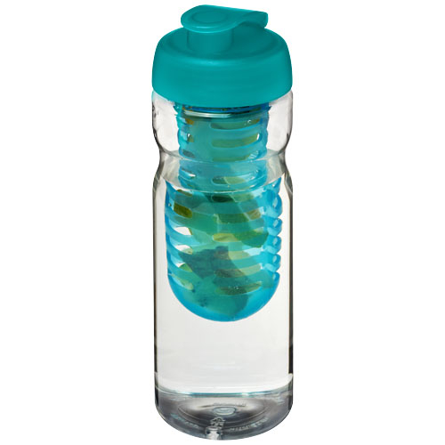 Bidon sport publicitaire et infuseur 650ml H2O Active® Translucide et Bleu aqua